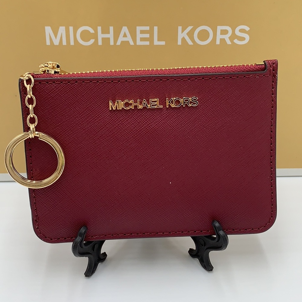 MICHAEL KORS SMALL TOP ZIP COINPOUCH WITH ID CARD MULBERRY COLOR - Picture 2 of 12
